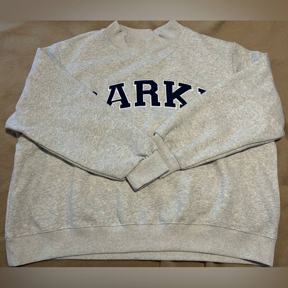 Parke Fleece Varsity Mockneck Sweatshirt Classic Grey + Navy Size XXL NWOT - Picture 3 of 13